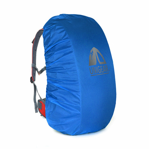 Victory Elite waterproof backpack rain cover in black, showing adjustable elastic edges and compact design for 10L to 90L backpacks.