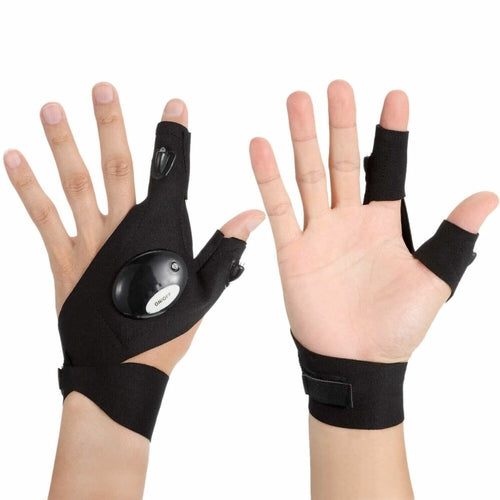 Victory Elite LED flashlight gloves with built-in lights, designed for versatile use in work, outdoor activities, or emergencies.