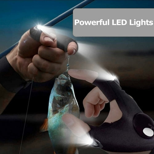 Victory Elite LED flashlight gloves with built-in lights, designed for hands-on illumination during various tasks.