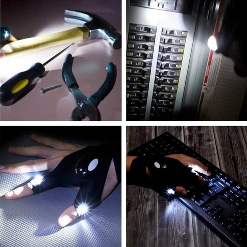 Victory Elite LED flashlight gloves with built-in lights, designed for hands-on illumination during various activities.
