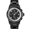 Victory Elite Otto Chrono all black bracelet with metal links and adjustable clasp, stylish men's jewelry accessory.