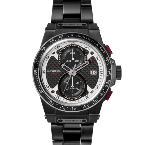 Victory Elite Otto Chrono all black bracelet with metal links and adjustable clasp, stylish men's jewelry accessory.