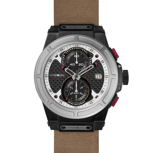 Victory Elite Otto Chrono Silver Black Nato watch with stainless steel case and black NATO strap, showing the dial and chronograph features.