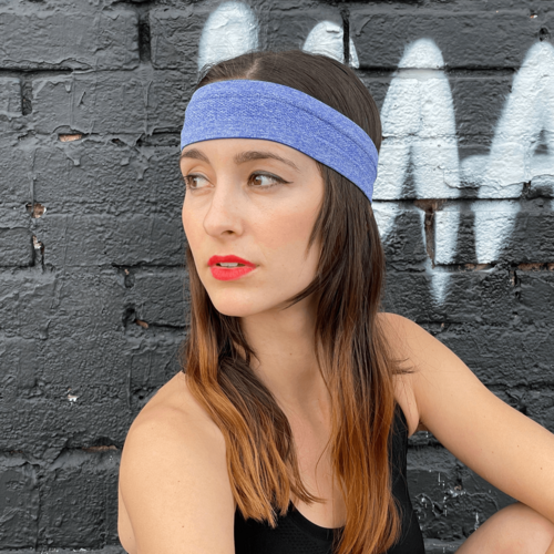 Victory Elite Cardio Cross-Training Headband in dark blue, designed to keep sweat away during workouts.