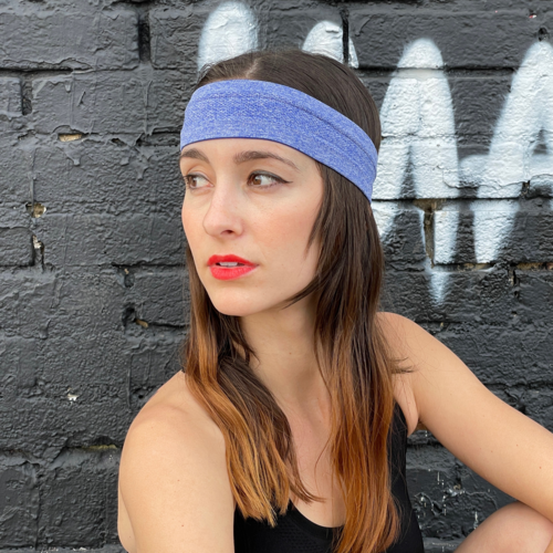 Victory Elite cardio cross-training headband in deep blue, designed to stay secure during workouts and absorb sweat.