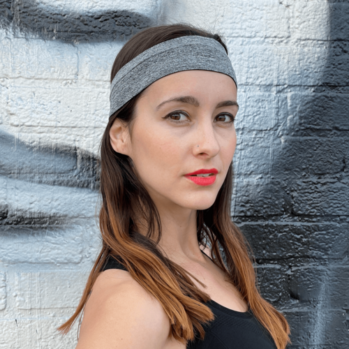 Victory Elite cardio cross-training headband in gray, designed for workout comfort and sweat absorption during fitness activities.