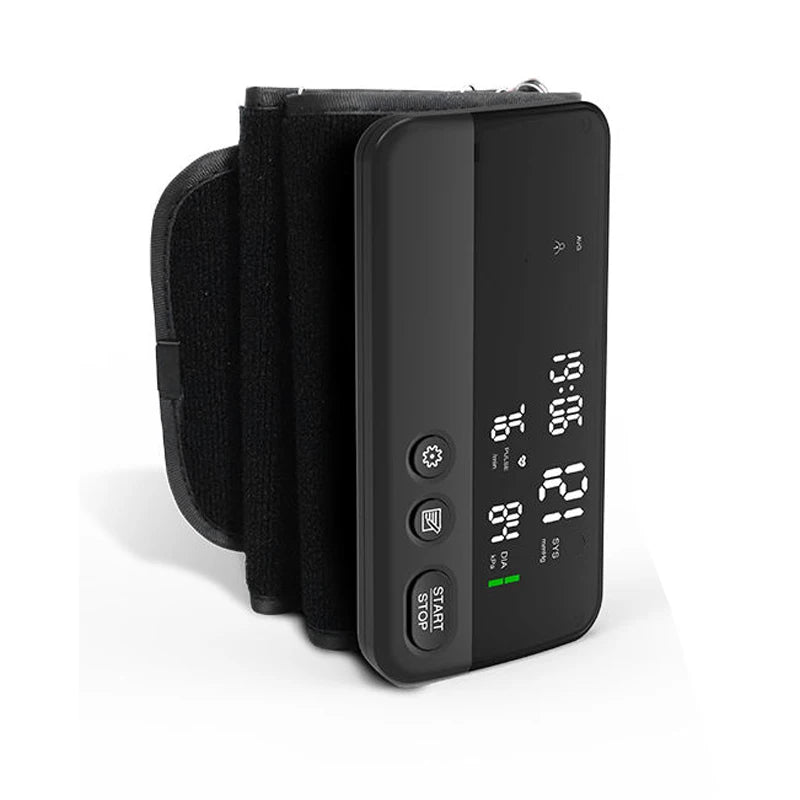 Victory Elite Bluetooth blood pressure monitor with large display, dual data storage, portable upper arm design.