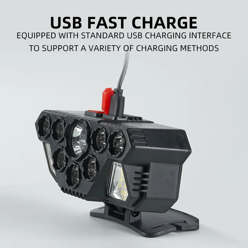Victory Elite 8 safety hiking lights with adjustable angles and multiple switch options for bright outdoor illumination
