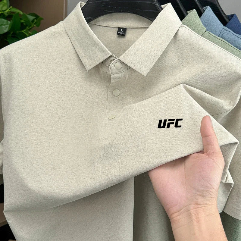 Victory Elite men's short sleeve polo shirt with brand letter print, breathable, comfortable, casual solid color summer top