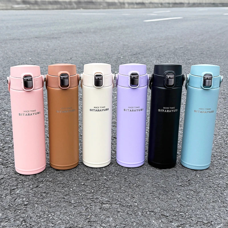 Victory Elite 500ml stainless steel vacuum flask with pop-up lid and wide handle, outdoor insulated sports bottle for hot or cold drinks