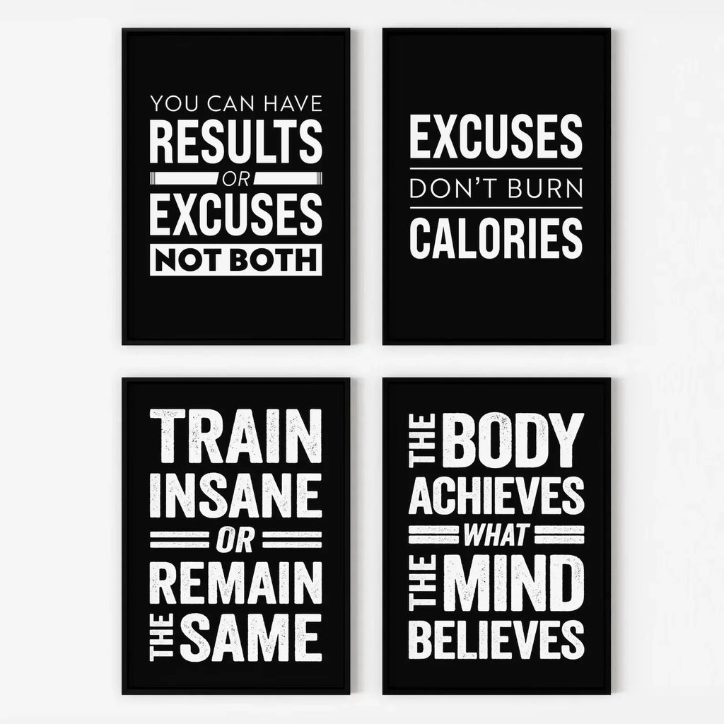 Victory Elite gym wall art poster featuring an inspirational slogan on a decorative canvas for home gym decor.