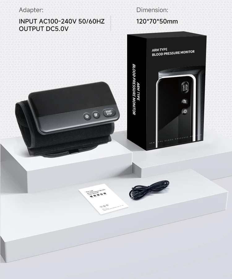 Victory Elite Bluetooth blood pressure monitor with large screen display, dual data storage, and portable upper arm design.