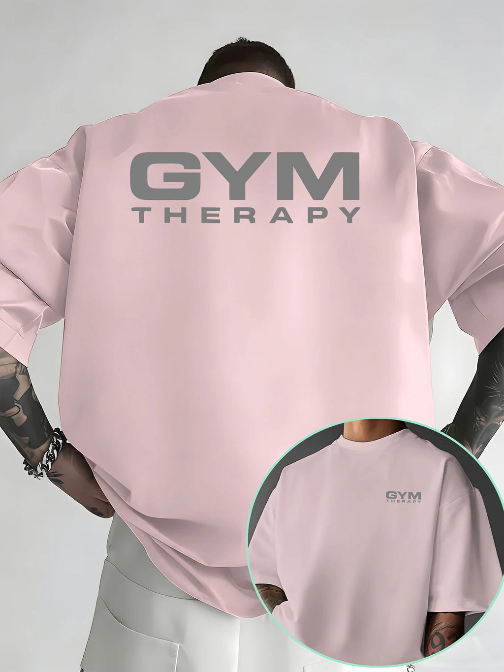 Victory Elite Gym Therapy minimalist print on premium 100% cotton men's T-shirt, ideal for summer workouts and casual streetwear.