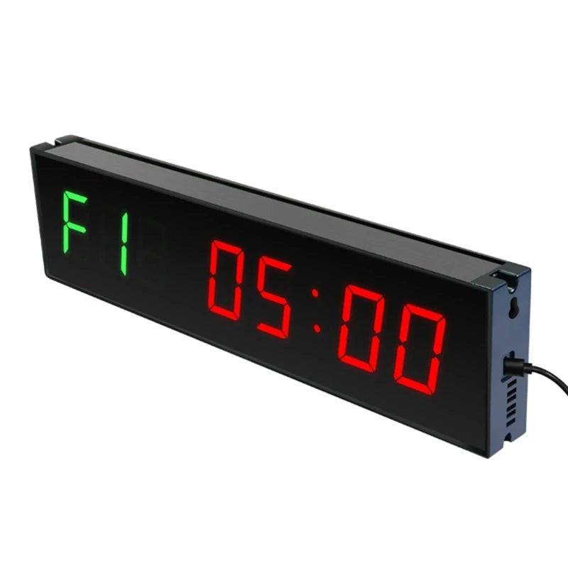 Victory Elite gym timer with clear LED display, interval countdown/up clock, wall-mounted workout timer with remote control