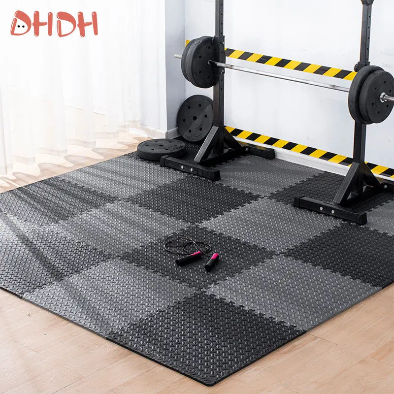 Victory Elite gym floor mat for home workouts, anti-slip rubber exercise mat with interlocking design for weightlifting and yoga.