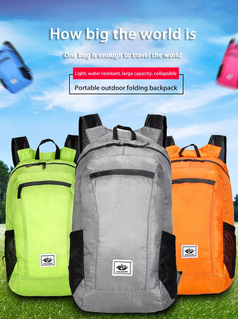 Victory Elite outdoor hiking bag, lightweight waterproof backpack for hiking, cycling, climbing, and travel with portable design.