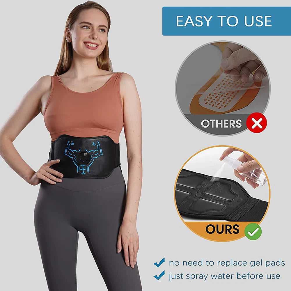 Victory Elite EMS abdominal toning belt with electric muscle stimulation for waist shaping and home fitness muscle toning.