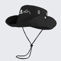 Victory Elite hiker and mountain print outdoor bucket hat with wide brim, breathable fabric, and adjustable drawstring for hiking and camping