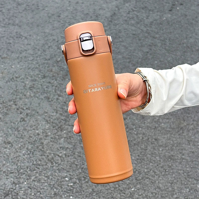 Victory Elite stainless steel vacuum flask, 500ml insulated sports bottle with wide handle for outdoor hydration and portable use