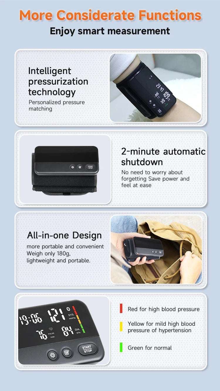 Victory Elite Bluetooth blood pressure monitor with large screen display, dual data storage, portable upper arm design