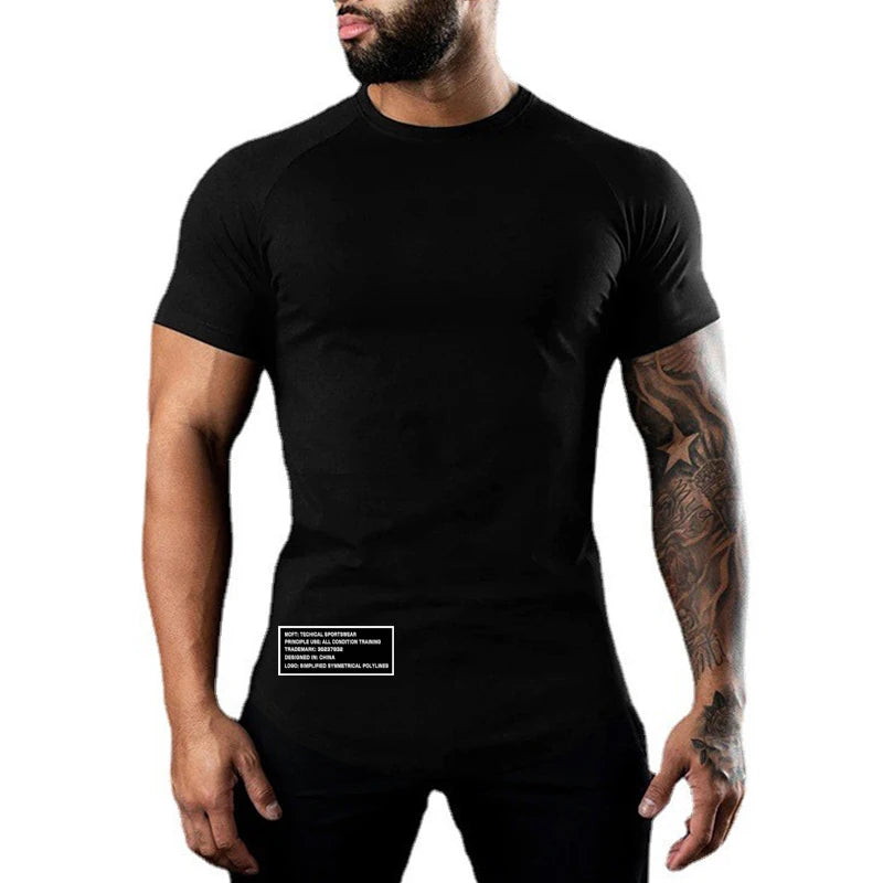 Victory Elite men's breathable cotton muscle sport jogging T-shirt, short sleeve casual fitness workout shirt for summer.