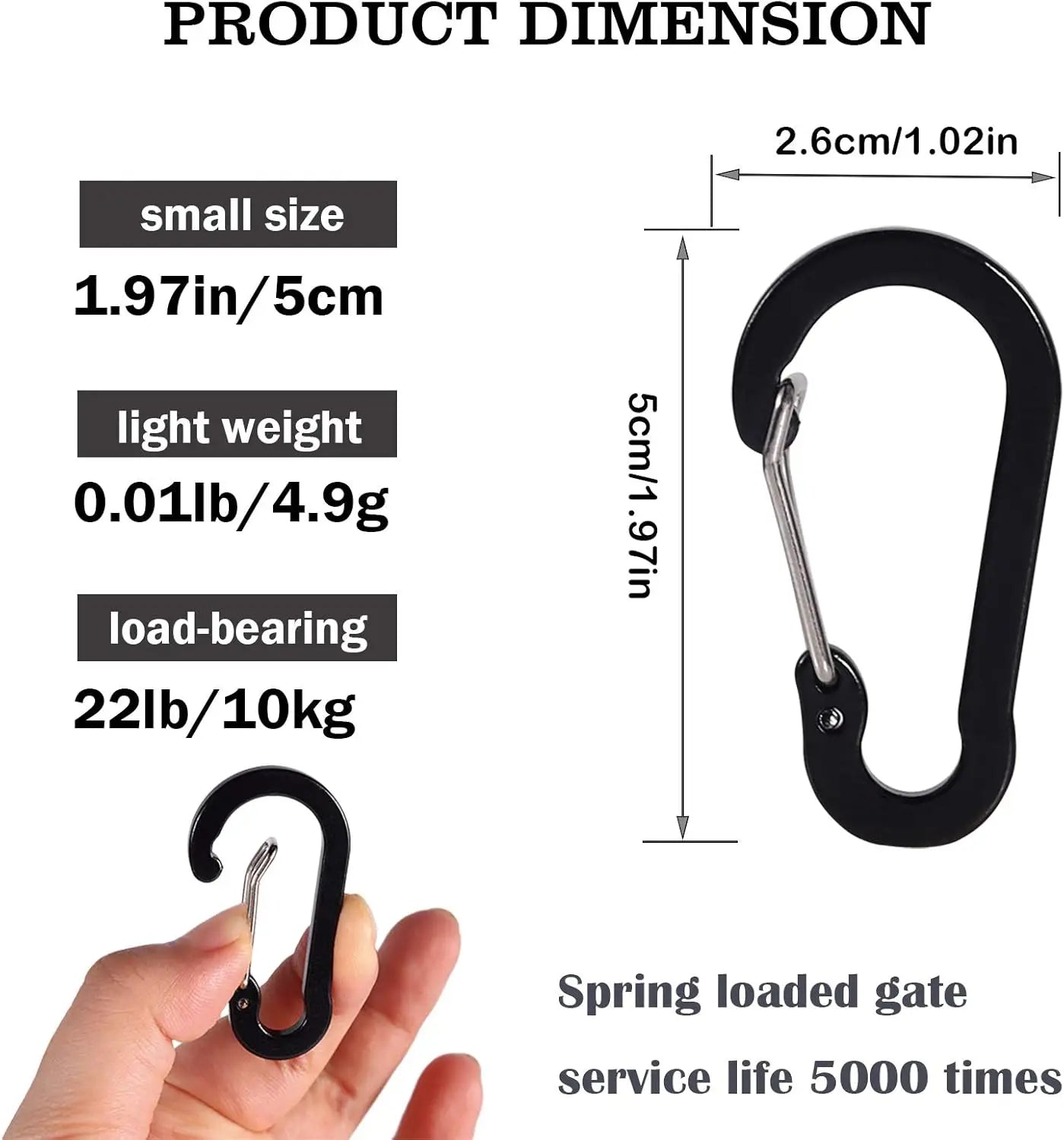 Set of 10 lightweight aluminum D-shape mini carabiner clips from Victory Elite, ideal for keychains, climbing, fishing, and outdoor activities.