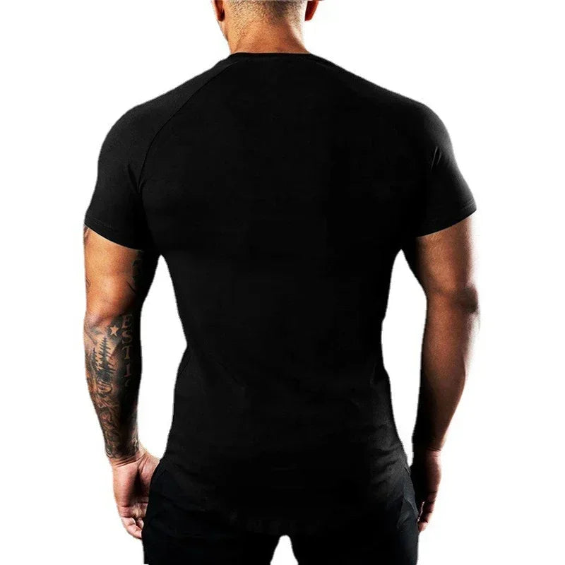 Gym Bodybuilding Muscle Sport Jogging Shirts Summer Cotton Breathable Short Sleeve Clothing Mens Casual Fitness Workout T-shirts