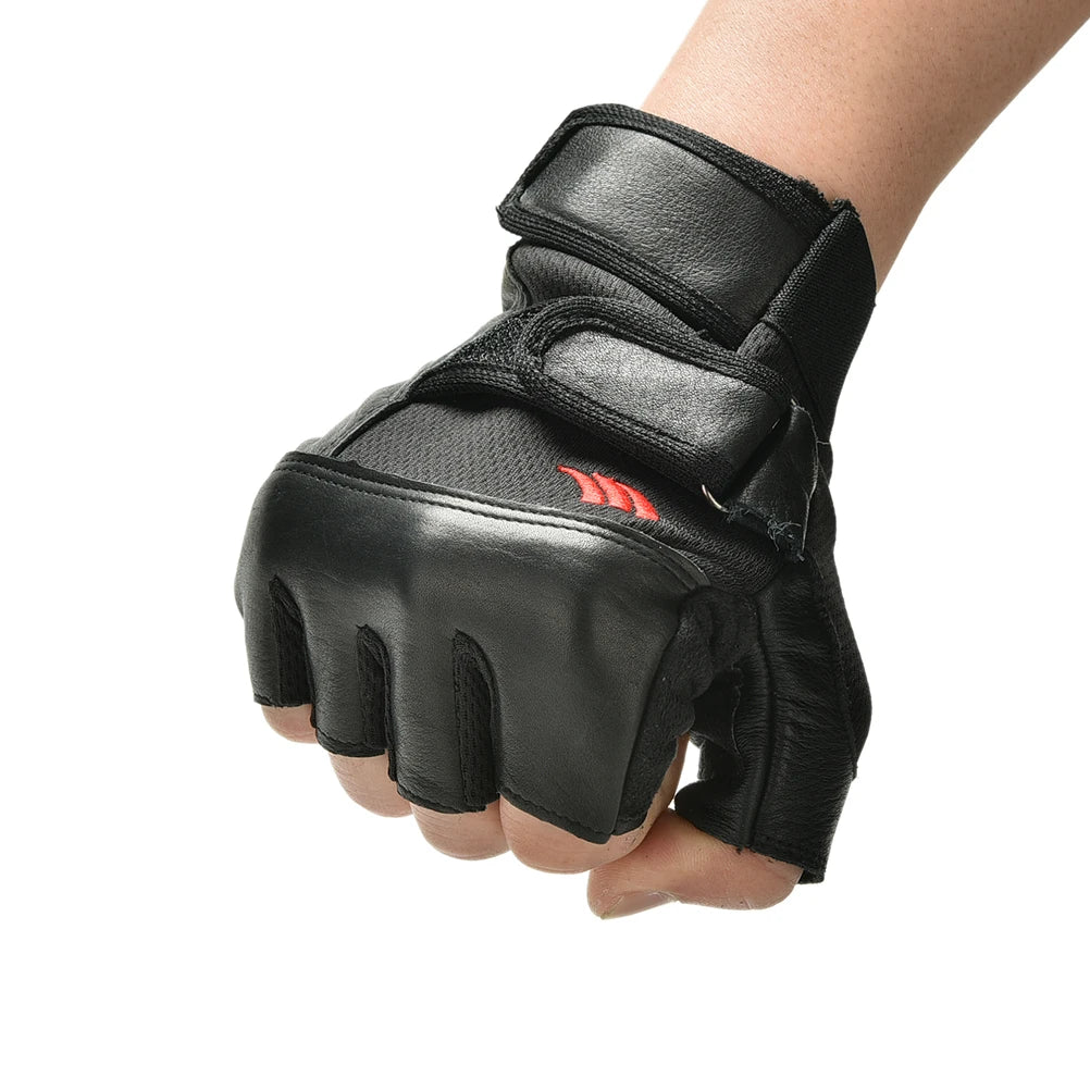 Victory Elite men's weightlifting gloves made of durable leather for gym training and fitness exercises.