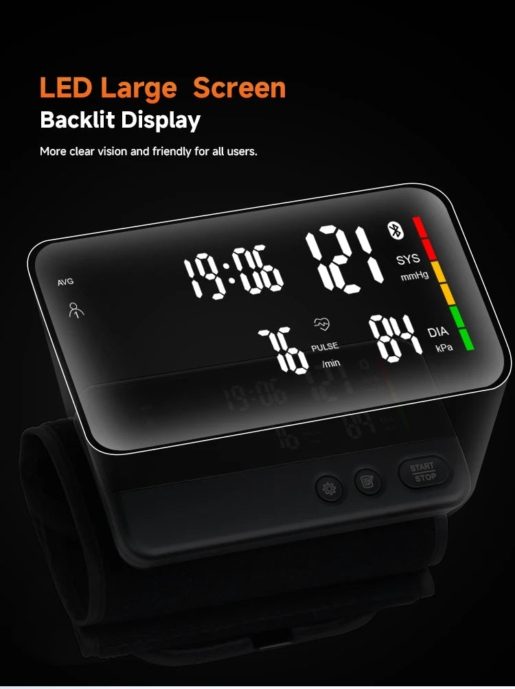 Victory Elite Bluetooth blood pressure monitor with large screen display, dual data storage, and portable upper arm design.