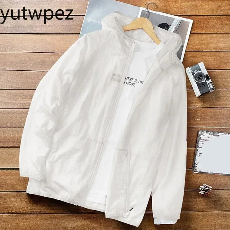 Victory Elite men's outdoor hiking jacket with hood, UV-proof, breathable, quick-dry casual outerwear perfect for summer hikes.