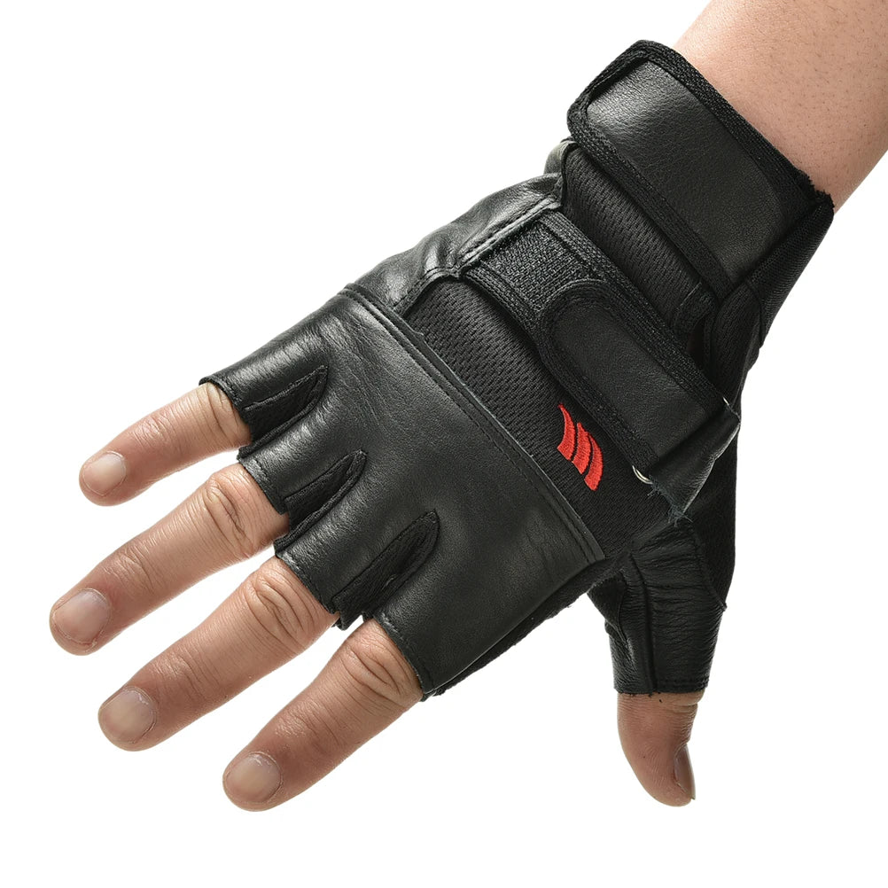 Victory Elite men's leather weight lifting gloves for gym, exercise, and fitness training, designed for sport and sport-specific grip.
