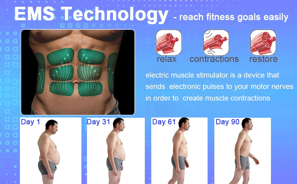 Victory Elite EMS abdominal toning belt with electric muscle stimulation for home fitness and waist shaping.