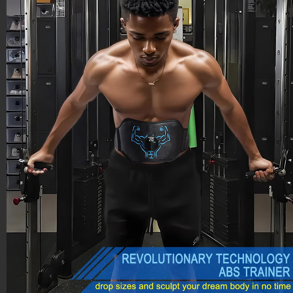 Victory Elite EMS abdominal toning belt with electric muscle stimulation for waist shaping and body slimming at home.