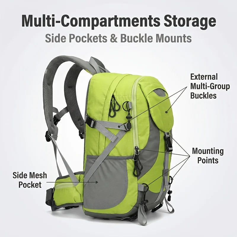 Victory Elite outdoor sports backpack for men with multiple compartments, ideal for hiking, camping, and travel adventures.