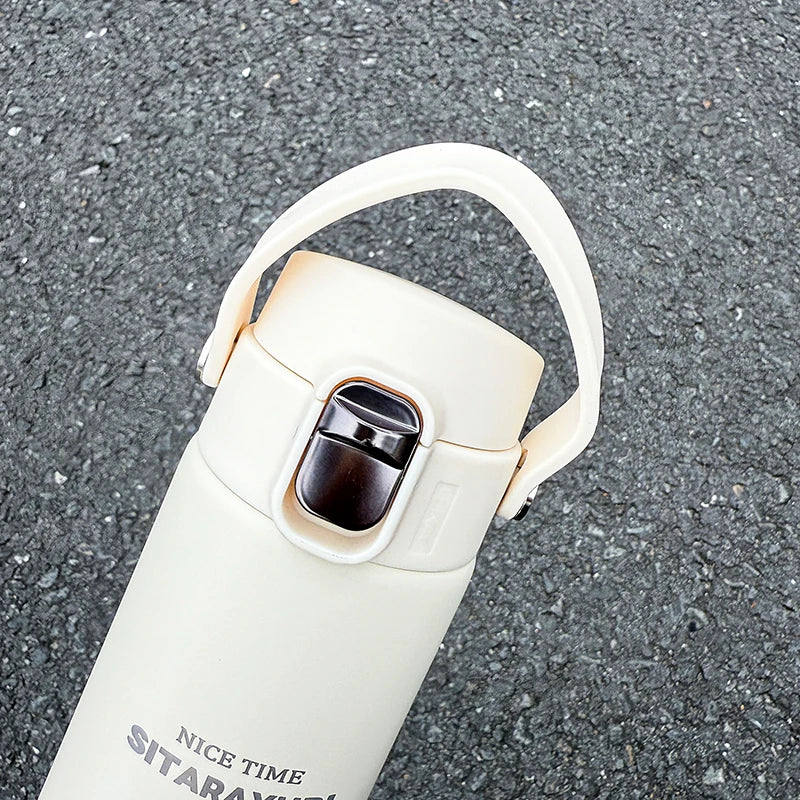 Victory Elite stainless steel vacuum flask, 500ml insulated sports bottle with wide handle and pop-up lid, outdoor portable design