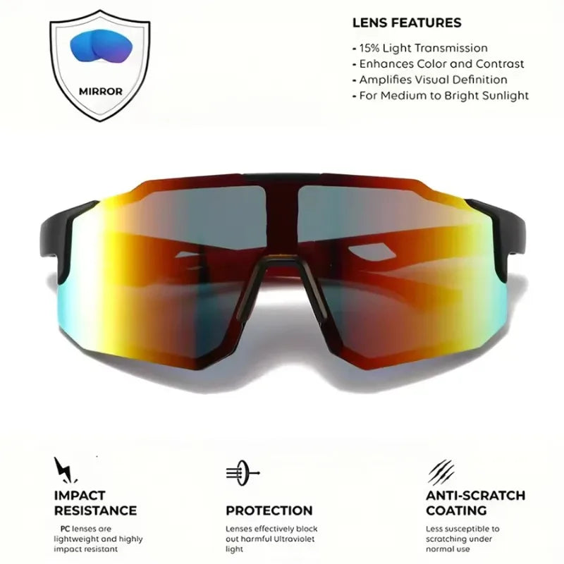 Victory Elite outdoor cycling sports glasses, high-definition men's UV-resistant sunglasses with sporty design for hiking and running.