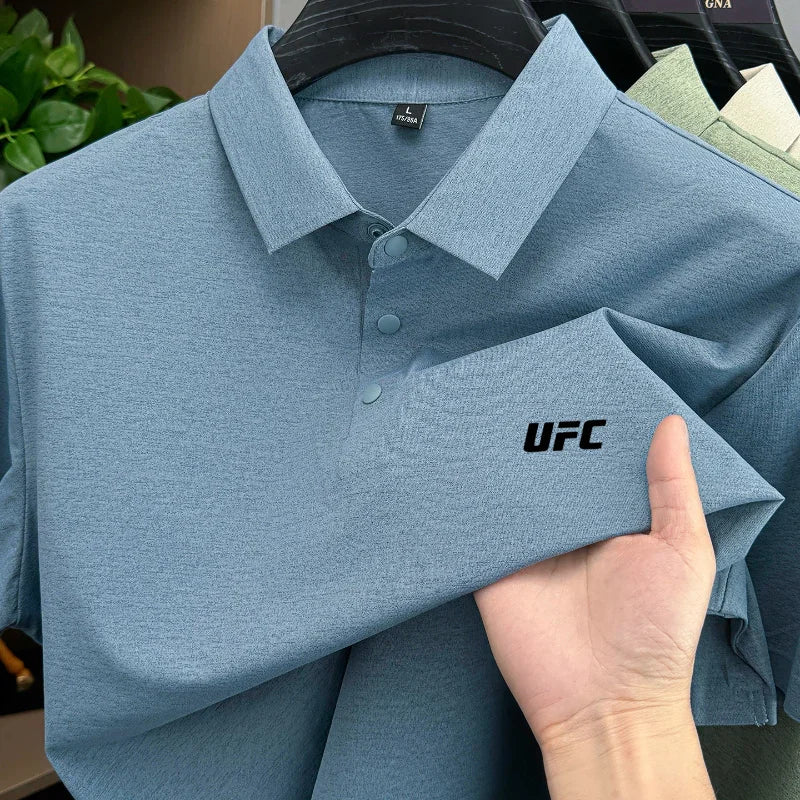 Victory Elite men's short sleeve polo shirt with brand letter print, breathable, comfortable, solid color, perfect for casual summer wear.