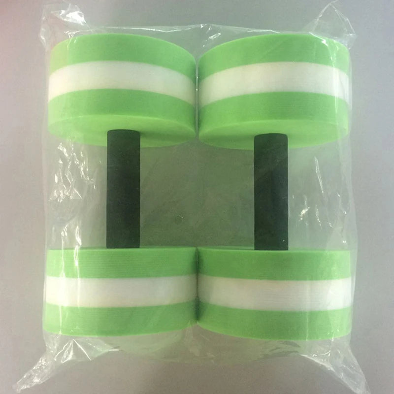Victory Elite floating swim gym dumbbell in water, EVA foam aqua fitness barbell for pool water aerobics and aquatic exercise.