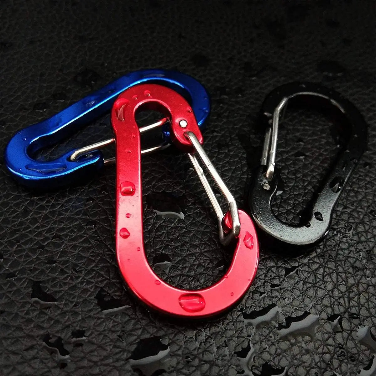 Set of 10 lightweight aluminum D-shape mini carabiner clips by Victory Elite, ideal for keychains, climbing, fishing, and outdoor use.