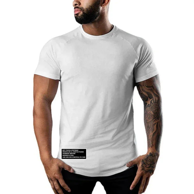 Victory Elite men's breathable cotton short sleeve workout T-shirt, ideal for bodybuilding, jogging, and casual fitness activities.
