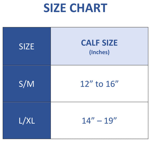 Victory Elite Endurance Compression Calf and Leg Sleeve size chart for running and hiking, showing fit and sizing details.