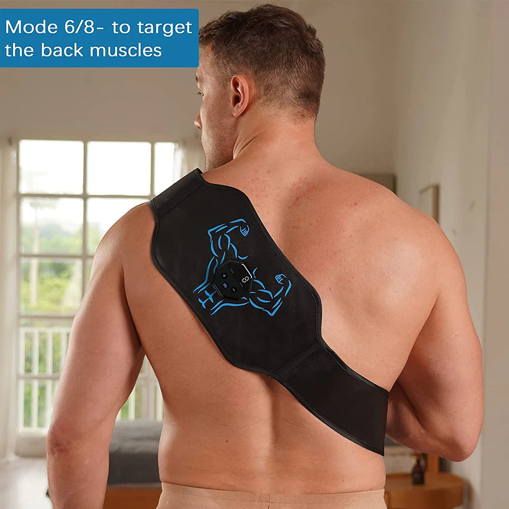 Victory Elite EMS abdominal toning belt for muscle stimulation, waist shaping, and body slimming in a home fitness massager.