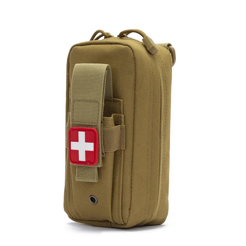 Victory Elite tactical first aid kit with tourniquet in Molle pouch, ideal for camping, hiking, and emergency medical rescue.