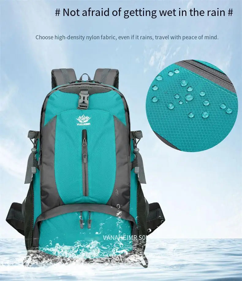 Victory Elite 50L outdoor hiking backpack with large capacity, double-shoulder straps, suitable for mountain climbing and camping.