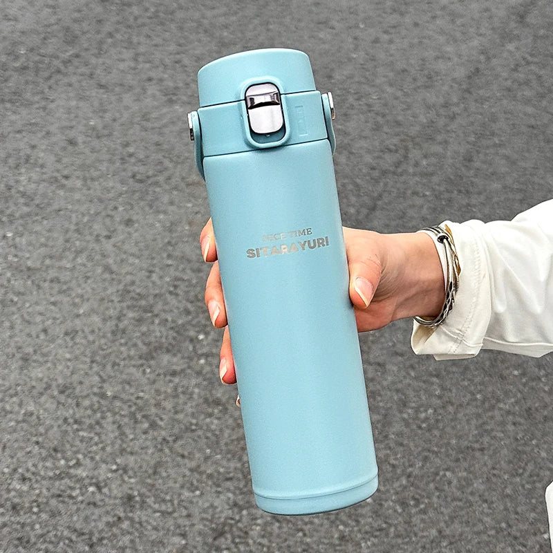 Victory Elite stainless steel vacuum flask, 500ml insulated sports bottle with wide handle, perfect for outdoor hydration.