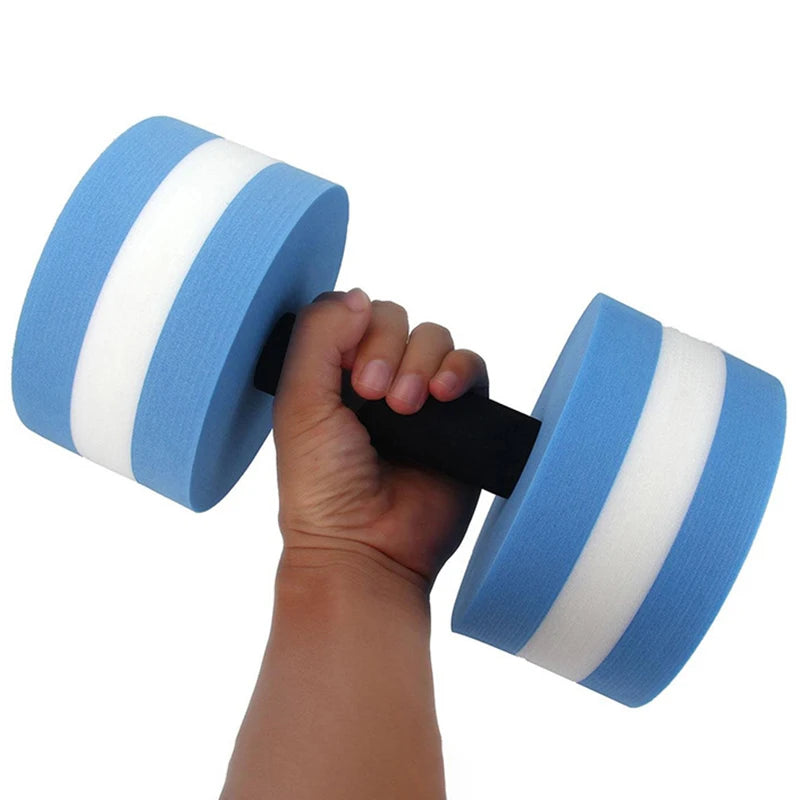 Victory Elite floating water dumbbell for aqua fitness and swimming exercises, made of EVA foam for pool water workouts.