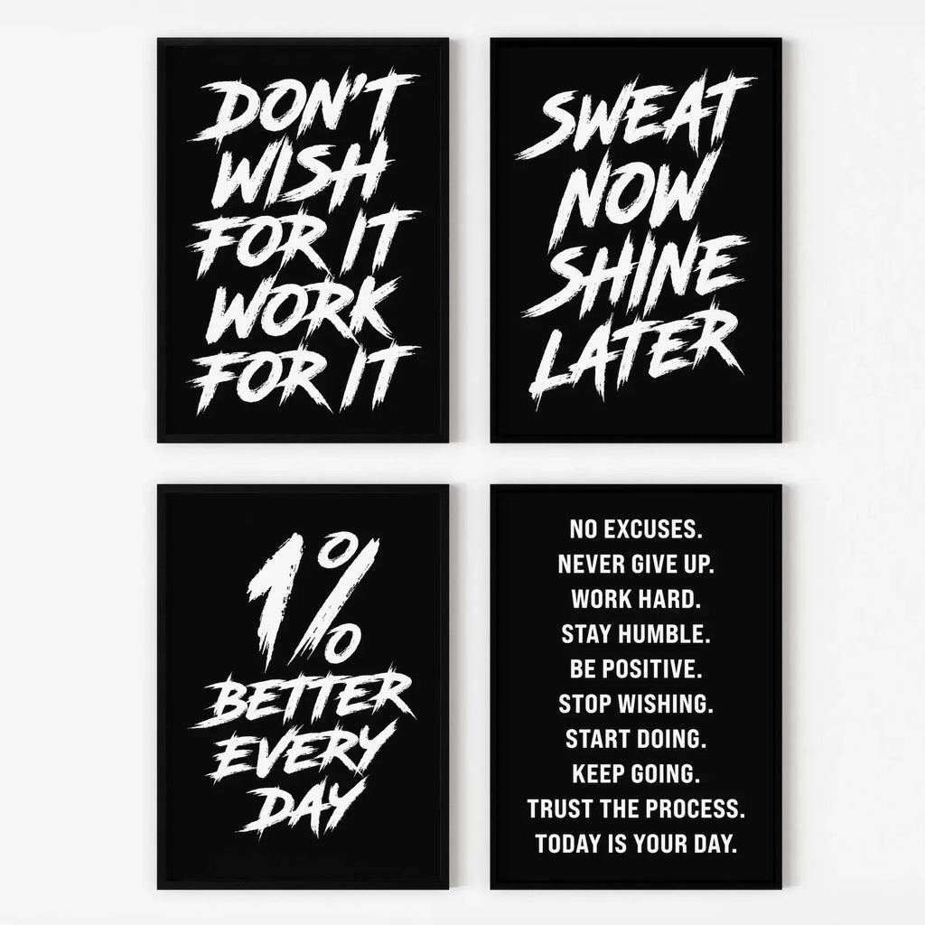 Victory Elite gym wall art poster featuring an inspirational slogan on a decorative canvas for home gym decor.