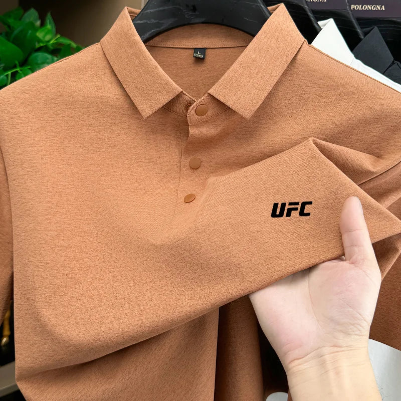 Victory Elite men's short sleeve polo shirt with brand letter print, breathable casual summer top in solid color.