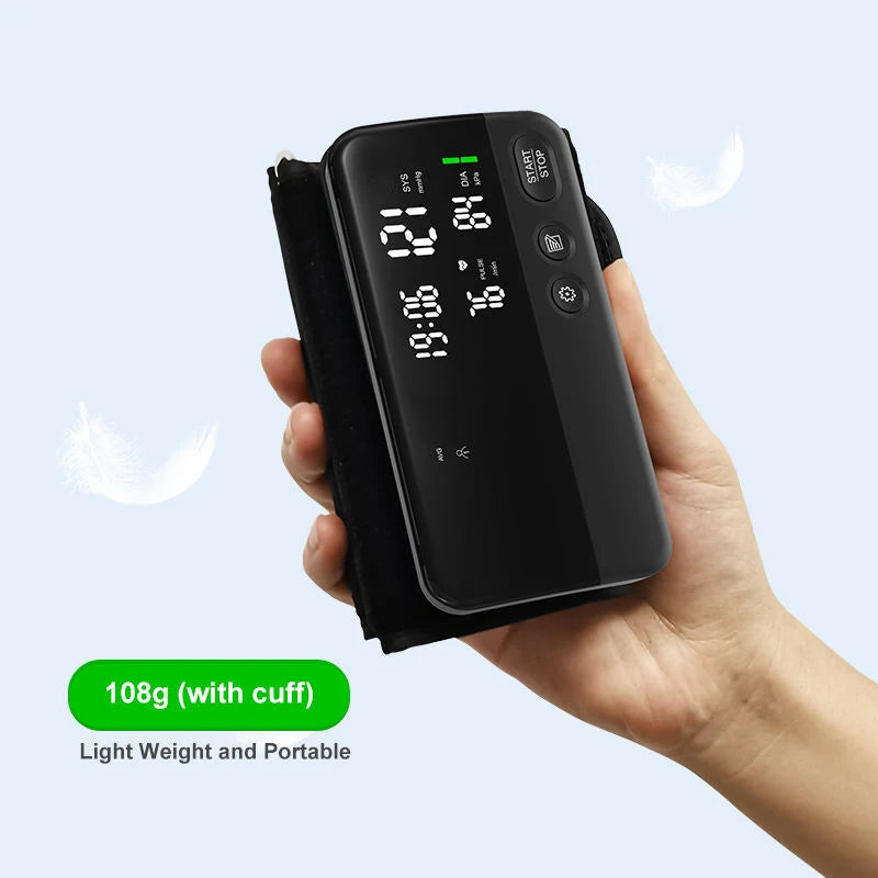 Victory Elite Bluetooth blood pressure monitor with large screen, data storage, and portable upper arm design.