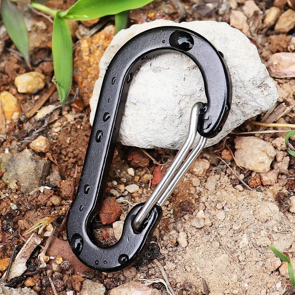 Set of 10 lightweight aluminum D-shape mini carabiner clips by Victory Elite, ideal for keychains, climbing, hiking, and outdoor activities.
